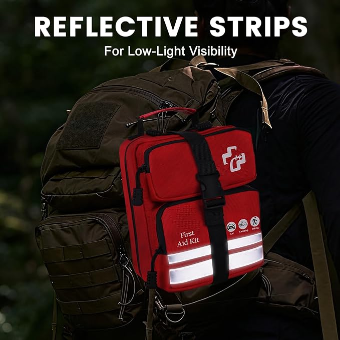 450 Piece Premium First Aid Kit, Water-Resistant Emergency Medical Kit with MOLLE System for Car, Home, Travel, Camping, Hiking & Outdoor Preparedness
