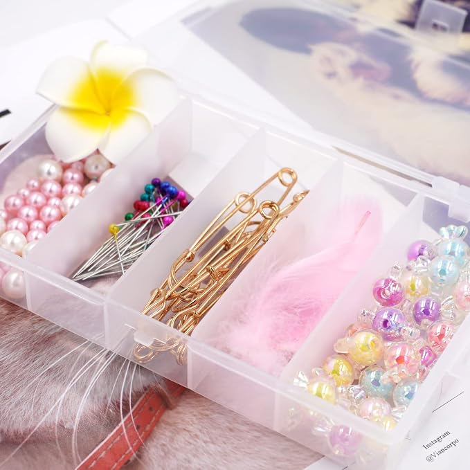 Honbay Clear Visible Plastic Fishing Tackle Accessory Storage Box Case Container - Jewelry Making Findings Organizer - (M:7"x4.3"x1.2")