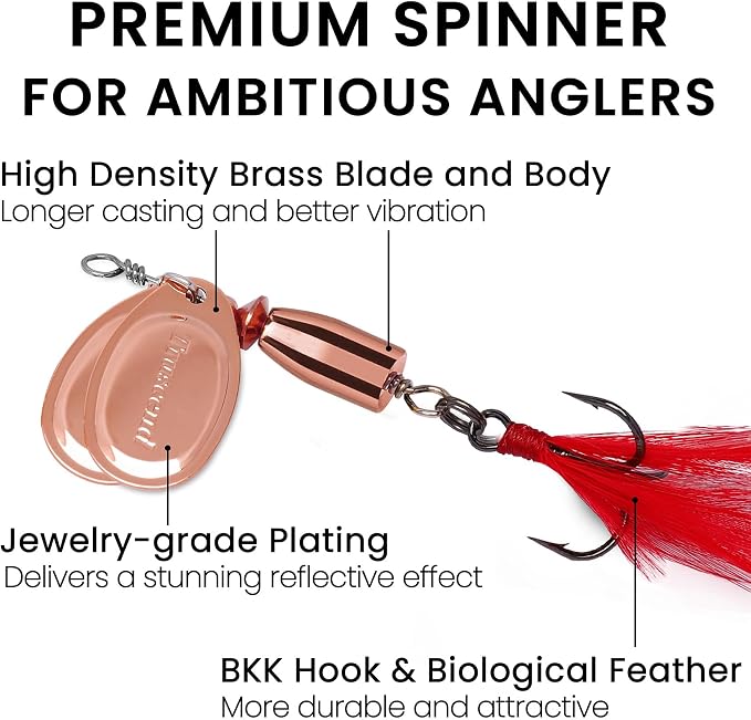 TRUSCEND Vibespinner Easy Catch Fishing Lures with BKK Hooks, Tail Spinner Baits with 4 Actions, Vibrating Swimming Flashing & Jigging for More Bites, Spoon Lures for Bass Trout Crappie Walleye Pike