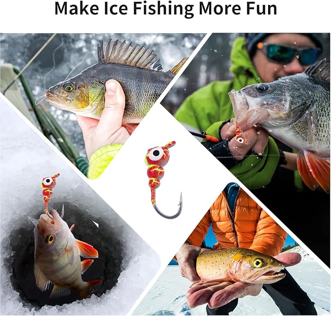 Ice Fishing Jigs Kit Essential Ice Fishing Lures for Beginners to Hook Big Fish and Reel in The Fun!