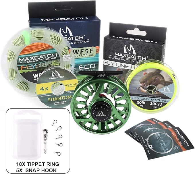 Maxcatch AVID Fly Fishing Reel with CNC-machined Aluminum Body - 1/3, 3/4, 5/6, 7/8, 9/10 Weights(Black, Green, Blue)