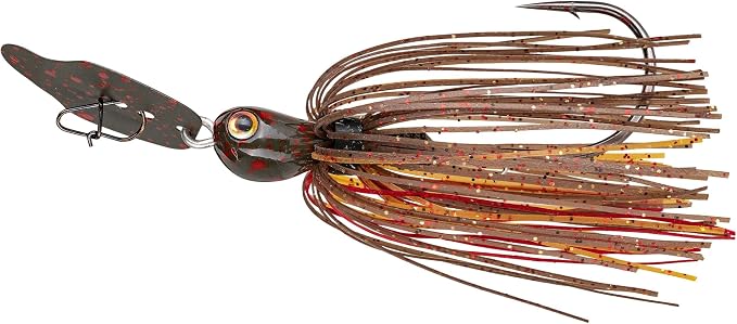 Strike King Thunder Cricket Fishing Lure, Vibrating Swim Jig, Silver Blade, 4/0 Jungle-Style Flipping Hook