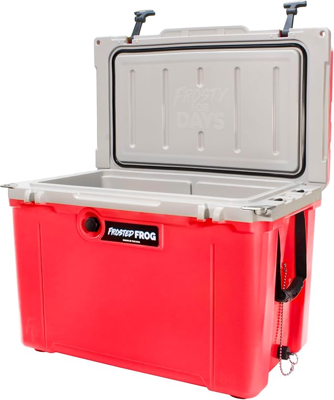Frosted Frog 54 Qt Hard Cooler, Lightweight Made in USA Insulated Ice Chest | 30% lighter than rotomolded coolers; 54-quart hardside for camping, fishing, boating, beach, BBQ, tailgating & drinks