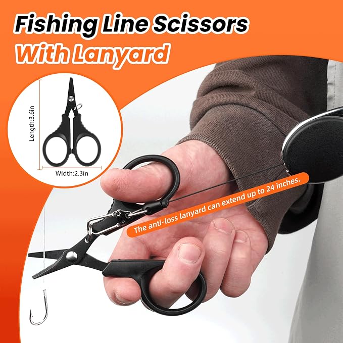 RAWILL Fishing Kit,Fishing Pliers with Lanyard,Fillet Knife,Fish Lip Gripper,Hook Remover, Scissors with Bungee Cords,As A Gift for Anglers