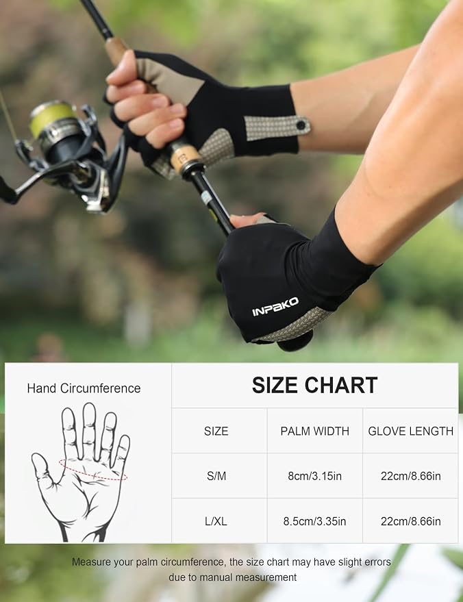 Fishing Gloves, Lightweight Non-Slip Fingerless Gloves,Hook Loop, UPF 50+ Sun Protection,for Unisex Fishing