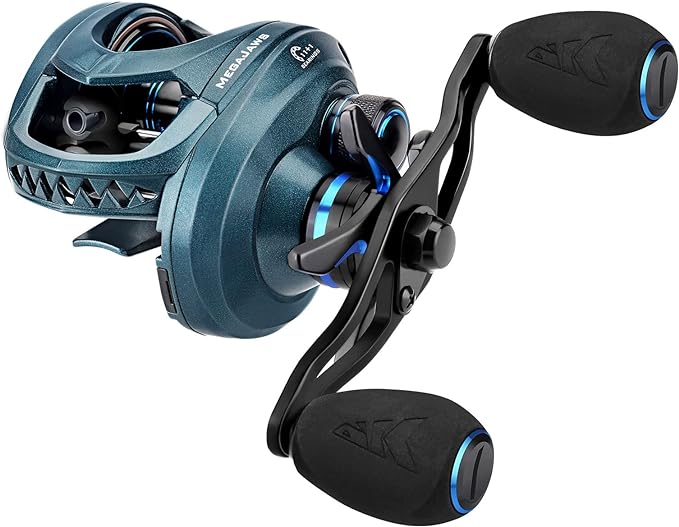 KastKing MegaJaws Elite Baitcasting Fishing Reel, New AutoMag Dual Braking System, Only 6.7oz, 17.64 LBs Carbon Fiber Drag, 11+1 Shielded BB, High Speed 5.4:1 to 9.1:1 Gear Ratios
