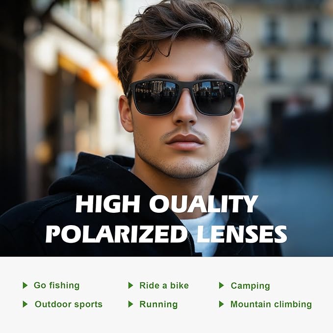 Fanshen Square Polarized Sunglasses for Men, 3 Pack Lightweight UV Protection Sun Glasses for Driving Fishing Golf