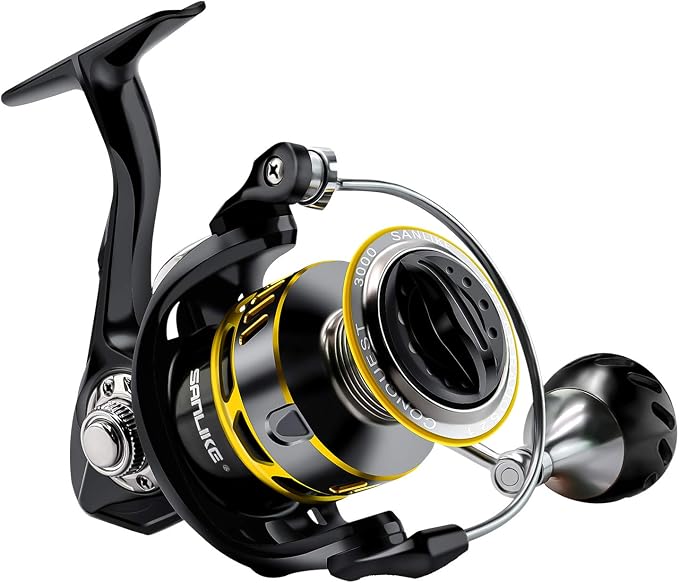 SANLIKE Spinning Reel Fishing Reel for Saltwater or Freshwater | Carbon Fiber 40.5 Lbs Max Drag 7+1 Stainless BB Ball Bearing 5.2:1 Gear Ratio Size 3000