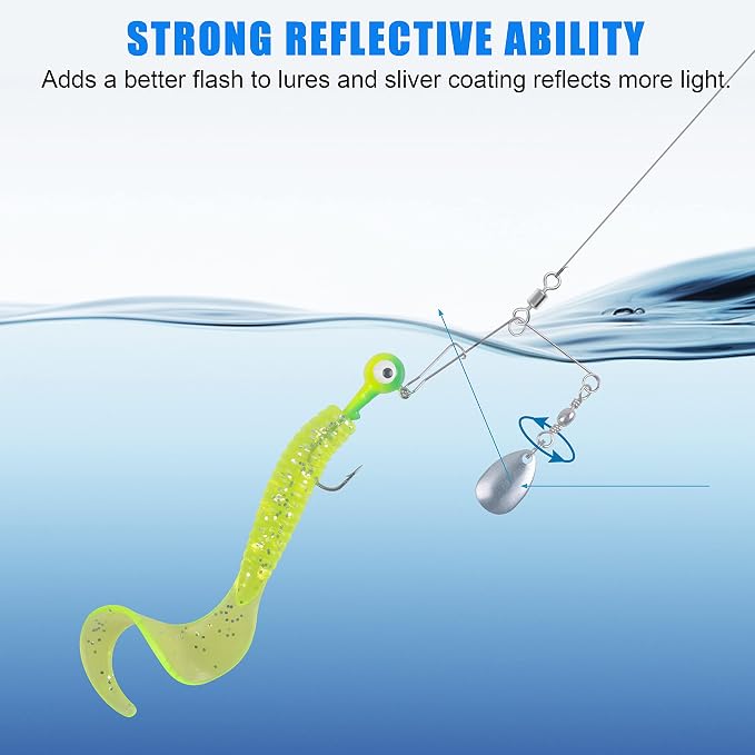 Fishing Spinner Blades,Smooth Spoons Rigs Spinnerbait Wire Shaft with Colorado Blade Spin Jig Spinners Lure Replacement Spinnerbait Making Accessories Supplies