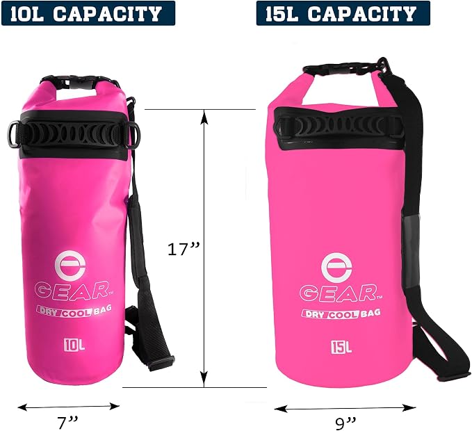 Enthusiast Gear Insulated Dry Bag Floating Cooler – 10L / 15L / 25L Roll Top, Leak Proof, Waterproof, Collapsible, with Padded Shoulder Strap - Perfect for Kayaking Fishing Beach