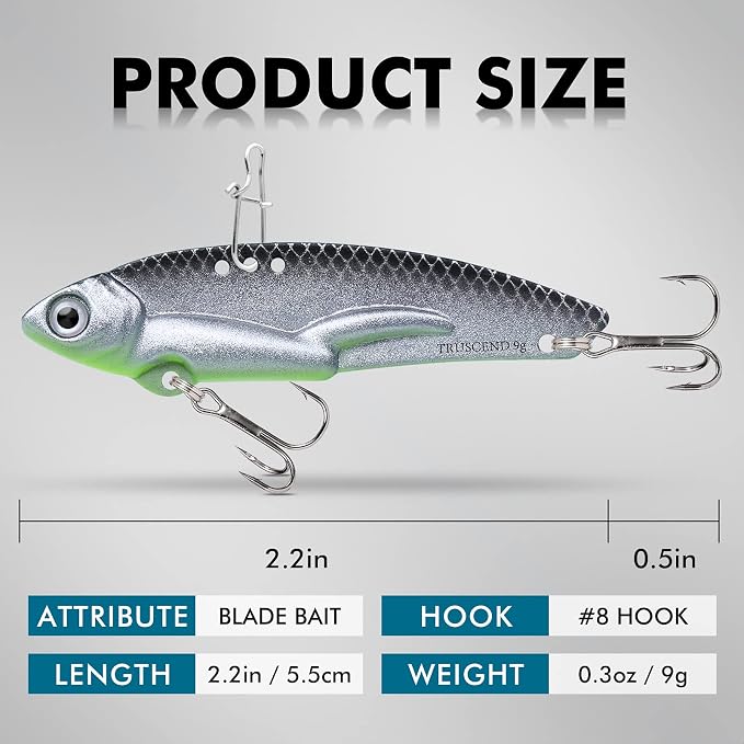 TRUSCEND Vibespinner Easy Catch Fishing Lures with BKK Hooks, Tail Spinner Baits with 4 Actions, Vibrating Swimming Flashing & Jigging for More Bites, Spoon Lures for Bass Trout Crappie Walleye Pike