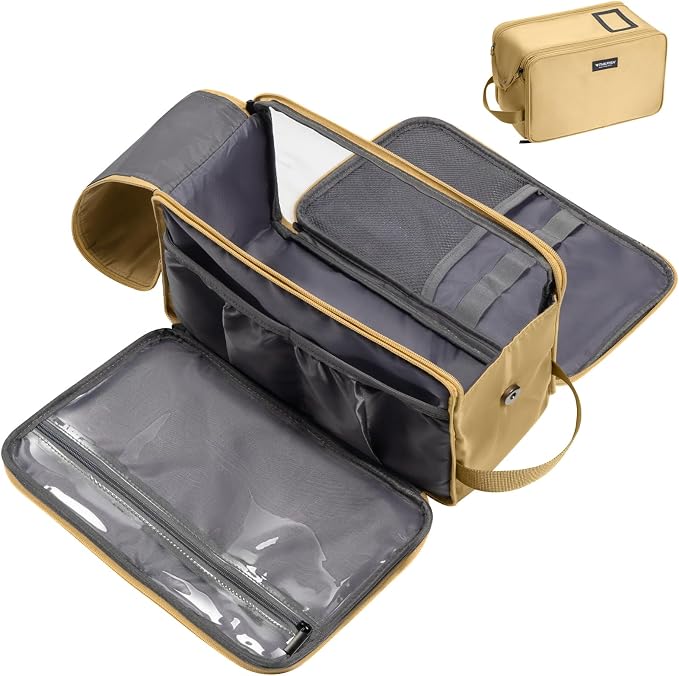 THKFISH Fishing Soft Plastic Bait Storage, Water-Resistant Extra-Large Clear Sleeves Tackle Bait Bag Storage For Lure Hooks, Sinkers & Fishing Accessories (Khaki)