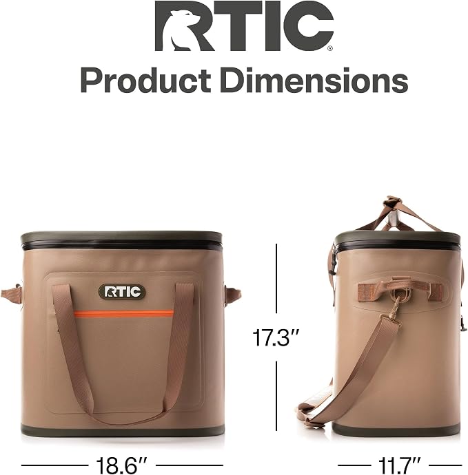 RTIC Ultra-Tough Soft Cooler 50 Can, Insulated Bag Portable Ice Chest Box for Lunch, Beach, Drink, Beverage, Travel, Camping, Picnic, Car, Trips, Floating Cooler Leak-Proof with Zipper