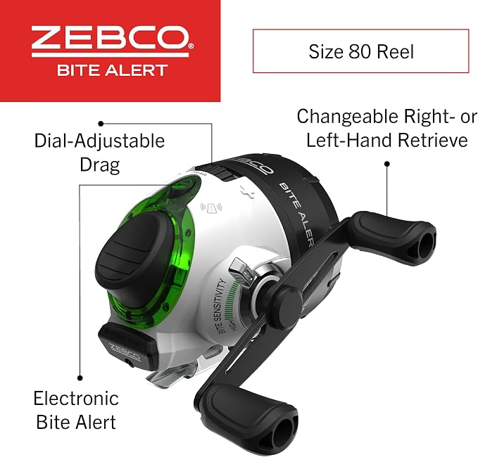 Zebco Bite Alert Spincast Reel and Fishing Rod Combo, Black/White