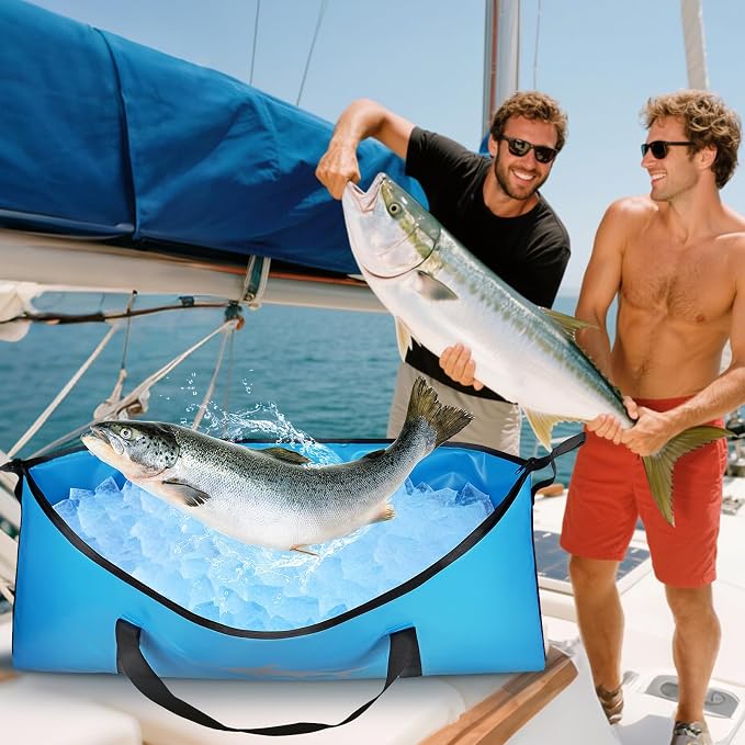 Insulated Fish Cooler Bags for Fishing Kill Bag Fishing Cooler Bag Portable Leakproof - Fish Bags for Caught Fish Keep Ice Cold for Over 24 Hours