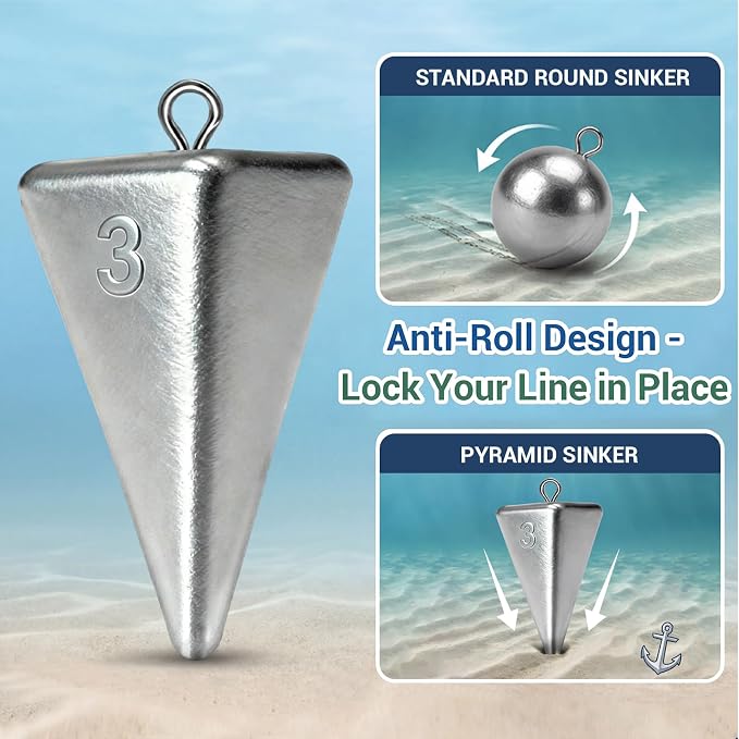 Fishing Weights Pyramid Sinkers Kit Bullet Fishing Weights Sinkers for Ocean Saltwater Surf Fishing Gear Tackle 1oz 2oz 3oz 4oz