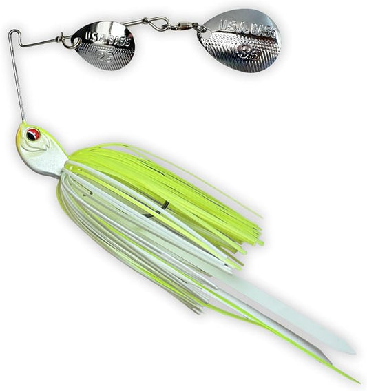 USA BASS Tackle Apache Attack Spinnerbait Type II Largemouth Smallmouth Spotted Bass Premium Fishing Bait Handtied Skirt Custom Blades Heavy Duty Hook New for 2025