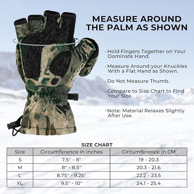 KastKing PolarBlast Convertible Ice Fishing Gloves Cold Weather Mittens and Fingerless Gloves with 3M Thinsulate Ideal for Ice Fishing, Photography