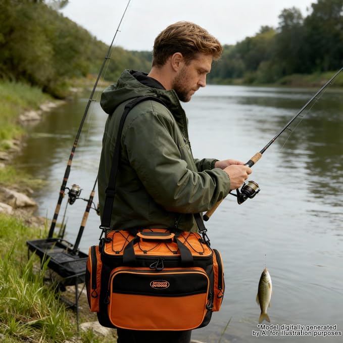 Fishing Tackle Bags,Fishing Bags for Saltwater or Freshwater Fishing,Tackle Box Bag with Padded Shoulder Strap(Not Included Tackle Box Trays)