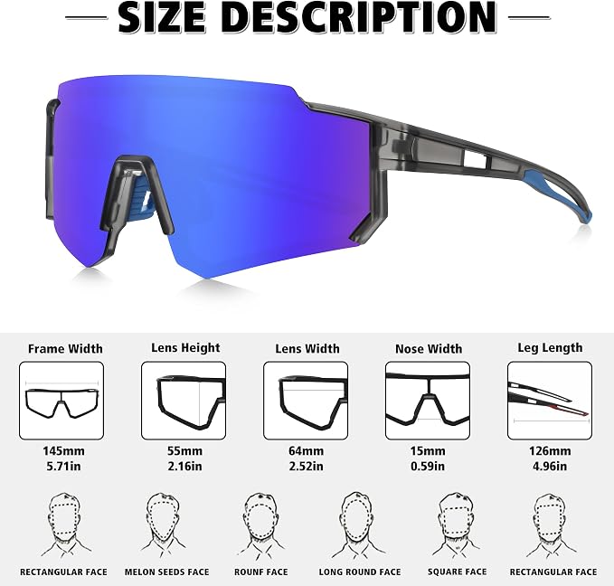 STORYCOAST Polarized Sports Sunglasses for Men Women,Driving Fishing Cycling Mountain Bike Sunglasses UV400 Protection