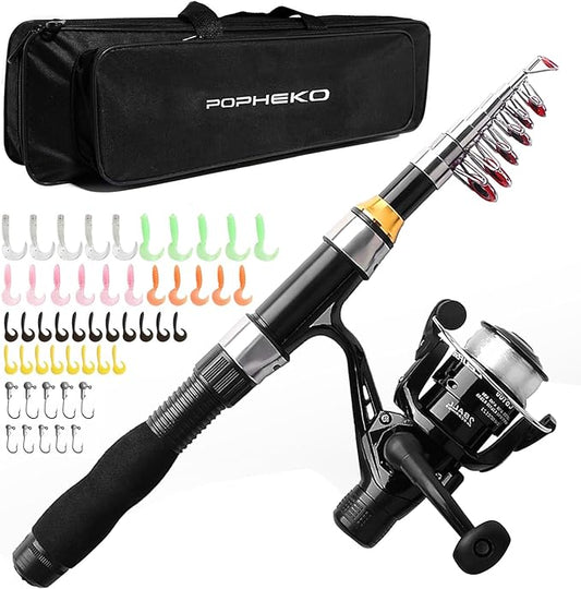 Telescopic Fishing Pole Reel Combo Ultralight Fishing Rod Spinning Reel with Tackle Bag All-in-One Fishing Accessories Fishing Gear Gifts Kit for Kids Adults Youth Beginner Saltwater Freshwater