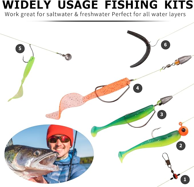 TRUSCEND Complete Fishing Lures - Tackle Box with Tackle Included - Crankbaits, Minnows, Frogs, Vibes, Poppers, Spinners, Spoons, Soft Baits, Hooks & Weights Accessories Kit for Bass Panfish Trout