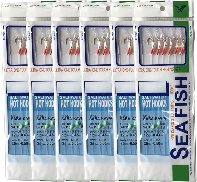 36-Piece Luminous Sabiki Rigs - Fishing Lures with Sharp Hooks for Freshwater & Saltwater