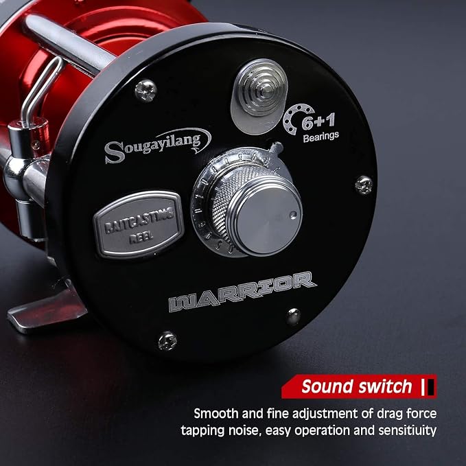 Sougayilang Fishing Reels Round Baitcasting Reel - Conventional Reel - Reinforced Metal Body and Supreme Star Drag