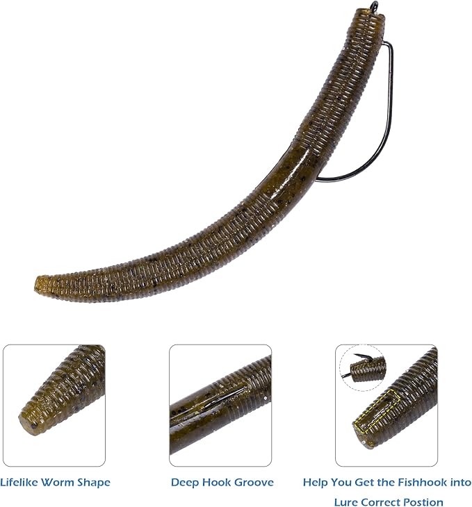 30/50/78/100Pcs Senko Worms Kit – 4"/5" Soft Plastic Fishing Lures with Salt Impregnation for Bass Fishing