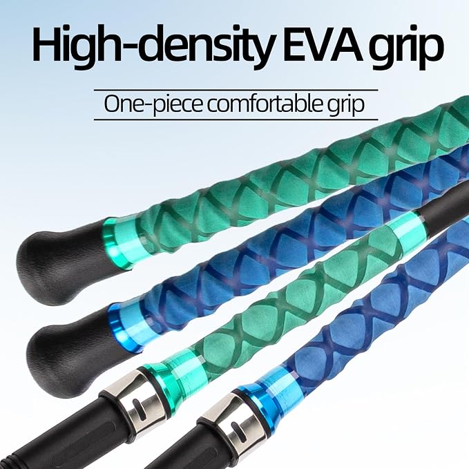 Surf Rod Saltwater 9ft- 4-Piece Carbon Fiber Surf Fishing Rods, Portable Travel Surf Spinning Rod with 20-40lb Power Green Blue