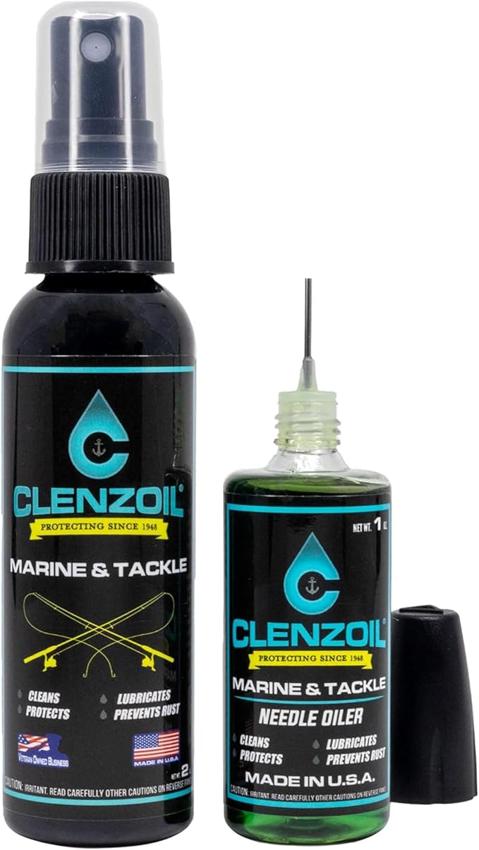 CLENZOIL Marine & Tackle - Fishing Gear Oil Lubricant - for Fish Care Reels, Boat Motors, Downriggers & More - Easily Oils Applicator