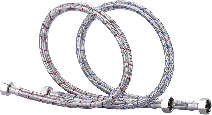 ARCORA 24-Inch Line Connects Kitchen Sink to Water Supply, Braided Stainless Steel cUPC Supply Lines 1/2 Inch FIP x 1/2 Inch FIP Sink Hose Attachment for Faucet 1 Pair