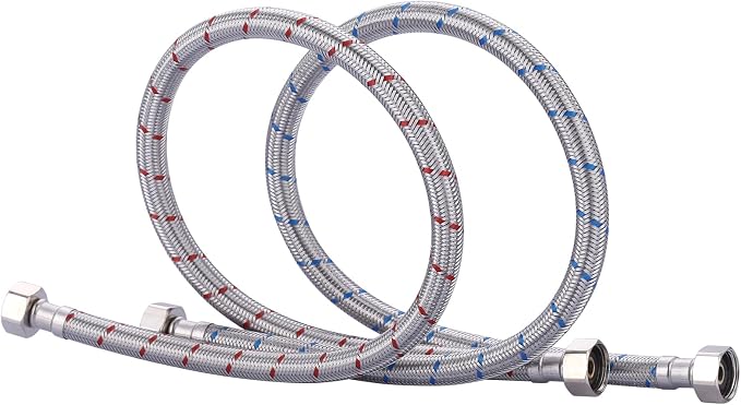 60 Inch Length Faucet Hose 1/2” to 1/2”, ARCORA Braided Stainless Steel cUPC Supply Lines 1/2 Inch FIP x 1/2 Inch FIP Sink Hose Attachment for Faucet 1 Pair