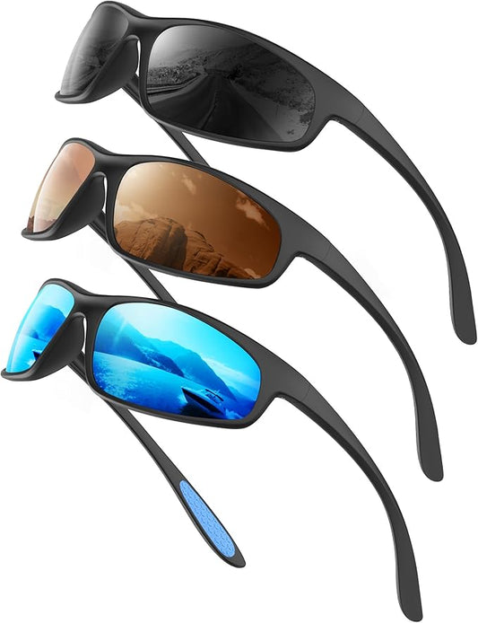 KALIYADI Mens-Sunglasses Polarized Sunglasses-Men Sports: Sport Sun Glasses for Running Cycling Fishing with UV Protection