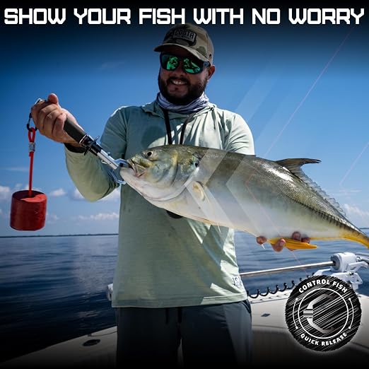 GOMEXUS Quick-Release Fishing Lip Gripper Heavy-Duty 316 Stainless Steel 360° Rotating Jaw Safe Control for Inshore Fishing