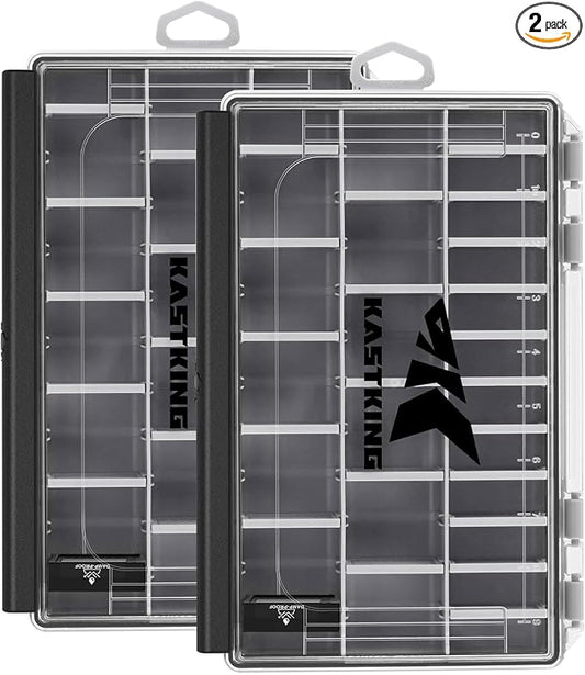 KastKing HyperSeal Waterproof Tackle Box, 3600 and 3700 Tackle Trays, Fishing Tackle Box Organizer with Removable Dividers, Lure Box and Terminal Tackle Storage,Black