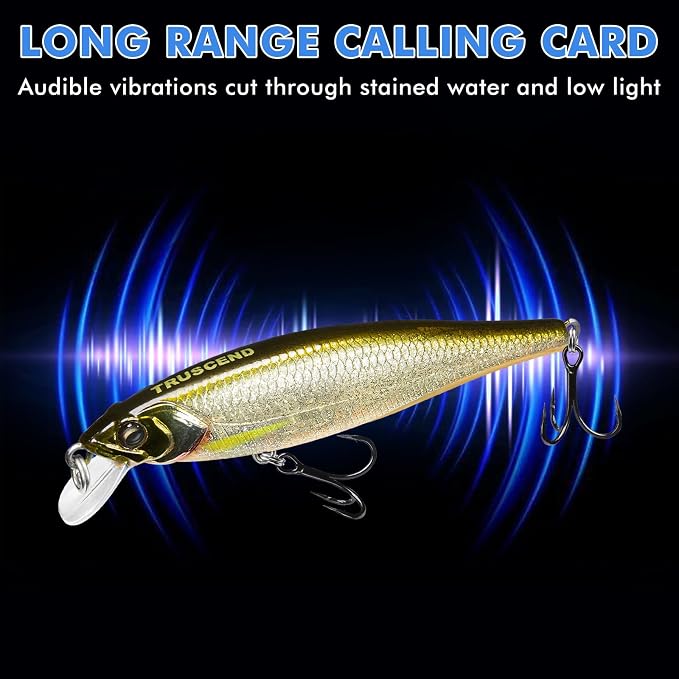 TRUSCEND Suspending Jerkbait, Rattle Minnow Lures with BKK Hooks, Freshwater Bass Trout Striper Walleye Pike Fishing Lures, Variety Pack for All Water Conditions, Premium Fishing Gear and Gifts