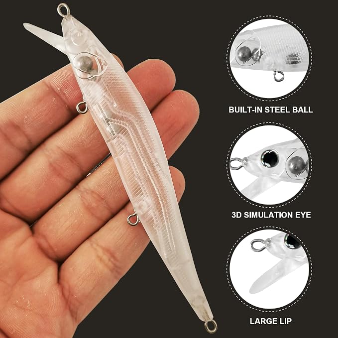 10pcs/20pcs Fishing Blanks Lures Kit Fishing Topwater Unpainted Swimbait Unpainted Crankbaits Hard Baits DIY Lure for Bass Salmon Trout Saltwater and Freshwater