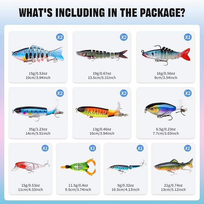 TSKS Fishing Artificial Lures Kit Mixed Including Front Diving Fin Minnow Surface Popper Crank Baits Pencil VIB with Hook and Soft Lures Accessories for Saltwater Freshwater Trout Bass Tackle Gift Set