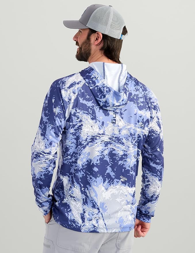 HUK Mens Pursuit Pattern Crew Sleeve Shirt, Performance Shirt