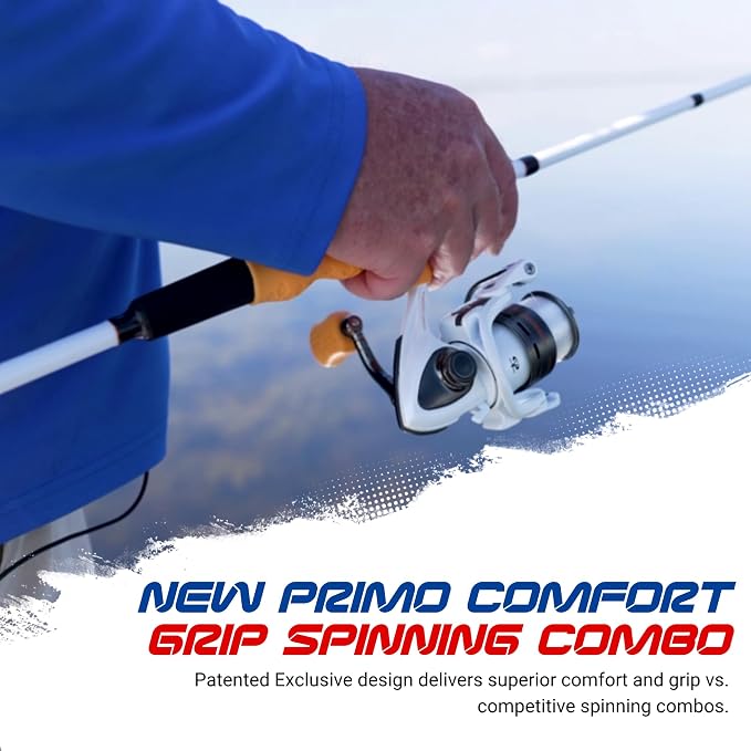 Ardent Primo Comfort Grip Fishing Rod and Reel Combo, Yellow, 5.1:1 Gear Ratio and 4+1 Ball Bearings, 2000 Size Reels, Reduce Hand Fatigue and Irritation, Spinning Pole for Freshwater Fish