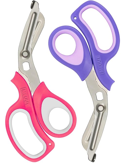 MEUUT 2 Pack Medical Scissors Titanium-coated Trauma Shears for Left and Right Hand -8 inch Heavy Duty Bandage Scissor Surgical Grade Shears EMT Scissors for EMT Workers Doctors Nurses