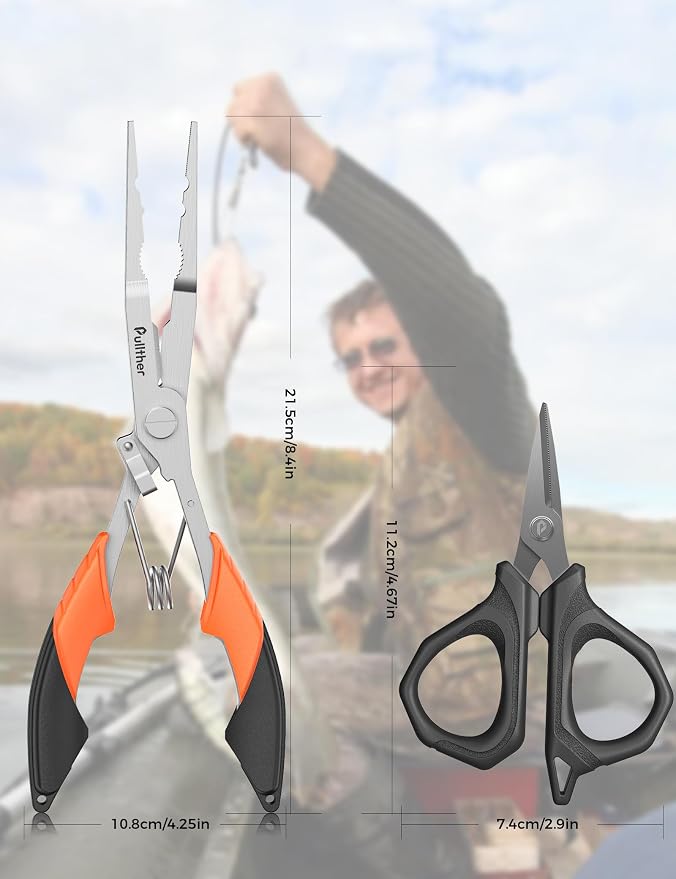 Fishing Tools Kit, Fishing Pliers,Fishing Scissors, Fishing Line Cutter for Braided Fishing Line,Fishing Gear with Lanyard