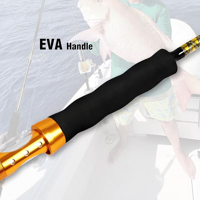Fiblink Saltwater Jigging Spinning Rod 1-Piece Heavy Jig Fishing Rod (30-50 lb/50-80 lb/80-120 lb, 5 Feet 6 Inch)