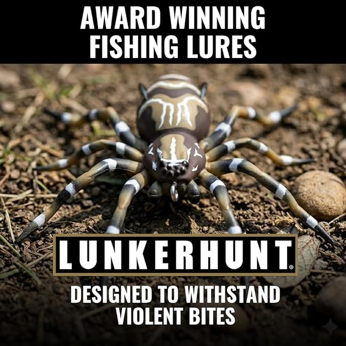 LUNKERHUNT Phantom Spider Lure for Bass Fishing (2.5 Inch) | Topwater Spider Fishing Lure with Natural Walking Action | Soft Hollow Body Weedless Hooks for Trout and Pike