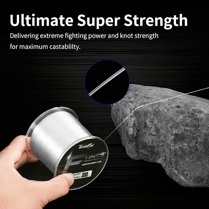 Force Monofilament Fishing Line, Heavy Duty Strong Mono Fishing Wire, Clear Nylon Leader Line