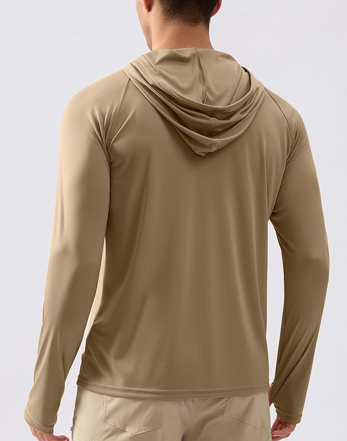 Pudolla Men's Sun Protection Hoodie Shirts UPF 50+ Rash Guard SPF Long Sleeve Fishing Shirt for Men Swim Hiking Boating