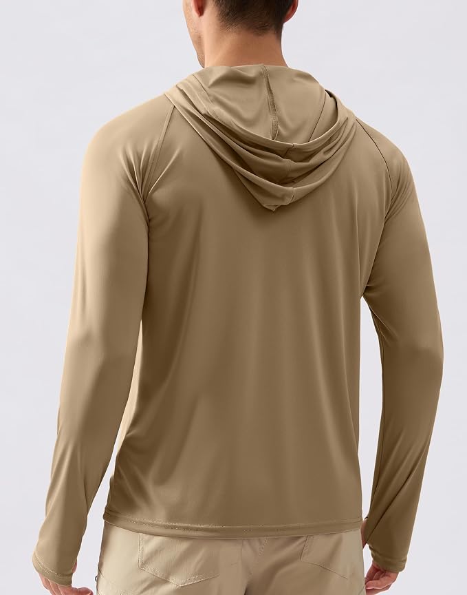 Pudolla Men's Sun Protection Hoodie Shirts UPF 50+ Rash Guard SPF Long Sleeve Fishing Shirt for Men Swim Hiking Boating
