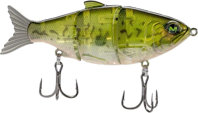 Lew's MachShad Fishing Lure, Lipless Jointed Swimbait, Realistic Swimming Action, Slow Sinking, Size 4 Mustad KVD Elite Short Triple Grip Treble Hooks