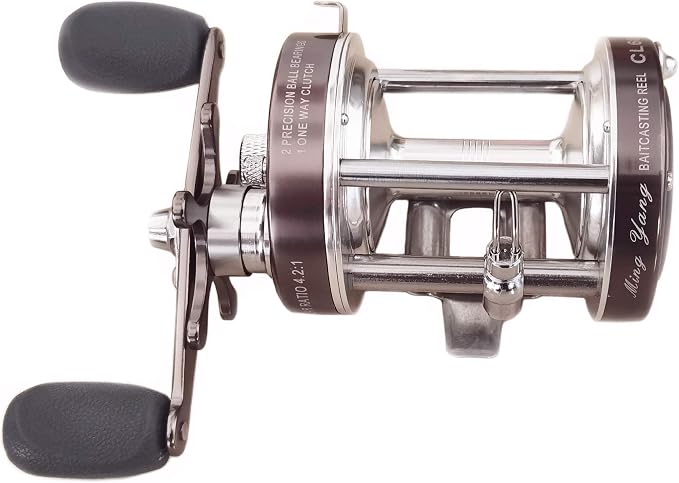 Ming yang Reel CL60 Baitcasting Reel 2+1 BB Right Handed Fishing Gear Ratio 4.2:1 Muskie Catfish Saltwater Fishing Gunsmoke Color, Metal Body, Conventional Casting Reel